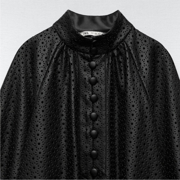 Zara Faux Leather Perforated Top - Picture 3 of 9